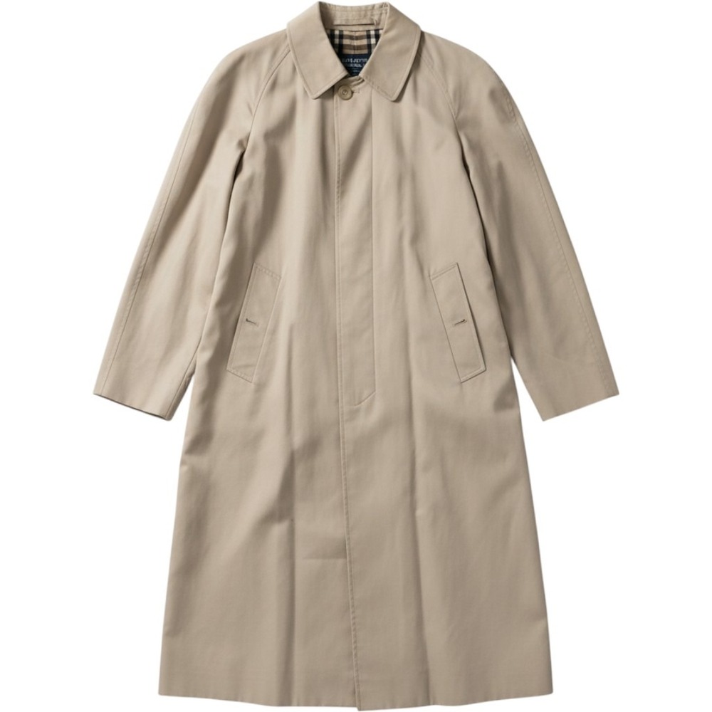 Vintage Burberrys Coat Womens 16 Long Beige Cotton Rain Button Front England